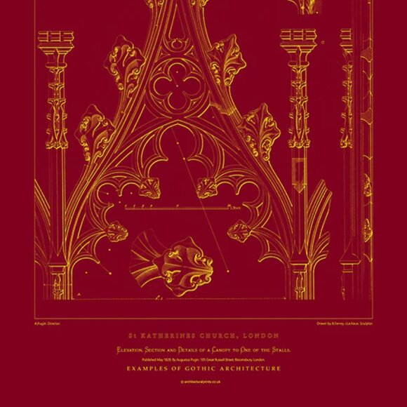 Architectural Print: St. Katherine's Church Elevation, Section and Details / A2 - Picture 3 of 5